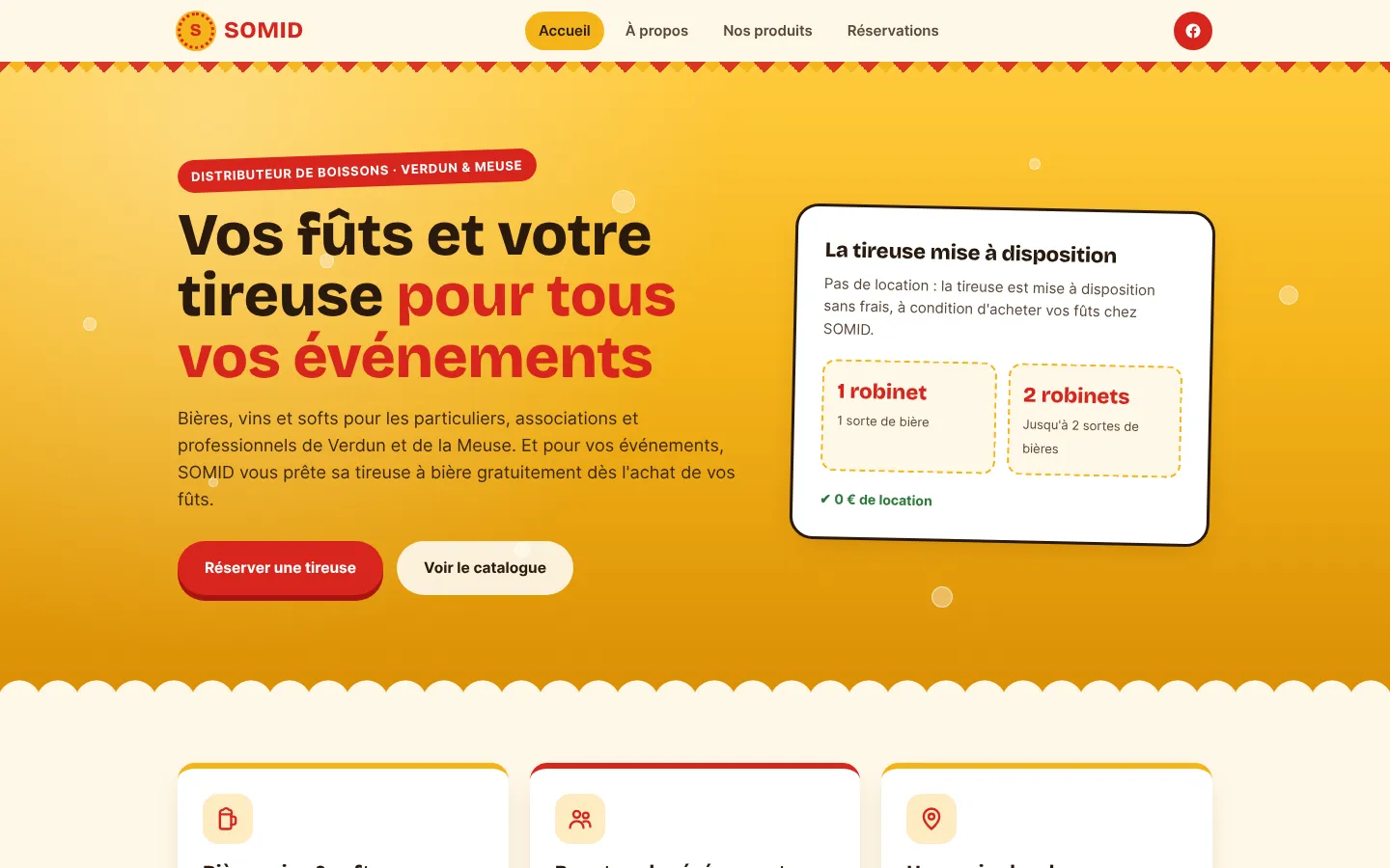 Page d'accueil du site de SOMID sur ordinateur